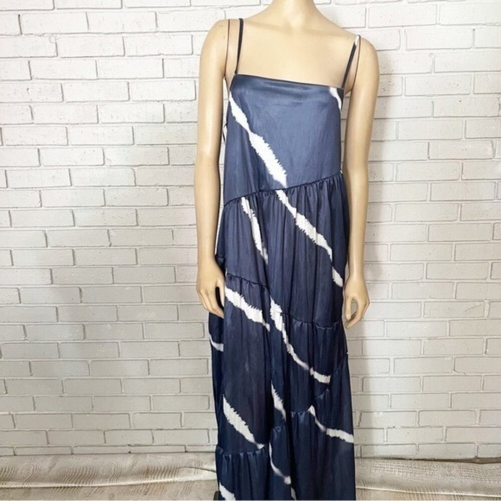 ZARA Wrinkled Effect Tie‑Dye Maxi Dress •‎ Blue & White • Size S • NWT